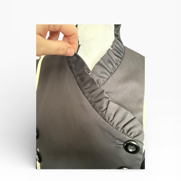 Betsey Johnson Black Dress Coat White Piping Princess Structured Size 10 - Picture 10 of 13